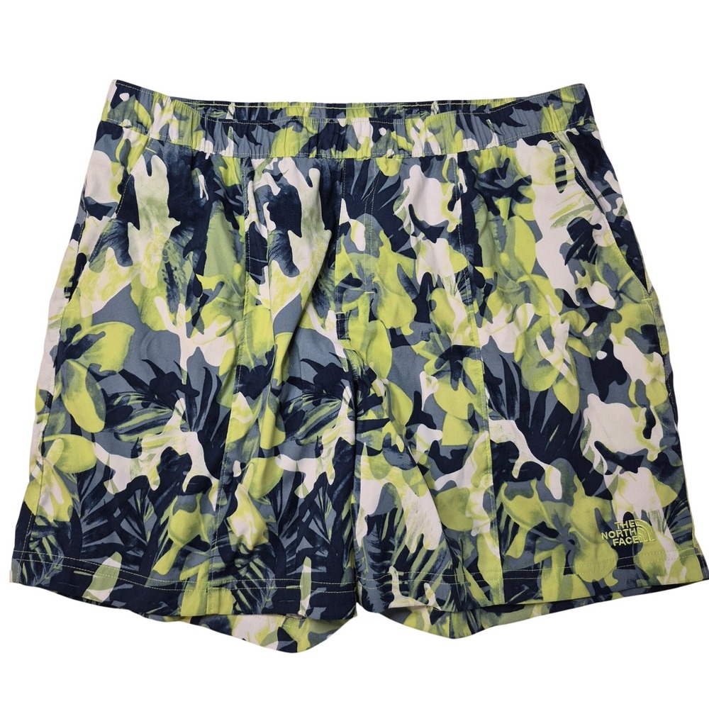 The North Face Class V Pull On Shorts Mens Large Green Tropical Floral FlashDry